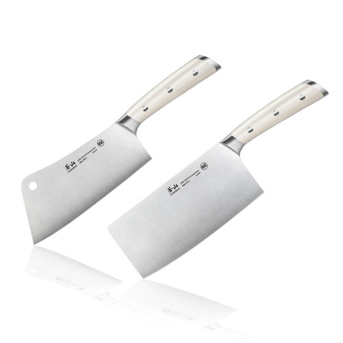 Cangshan S1 Series Chinese 2 pc Cleaver Set Forged German Steel White Handle 1024852