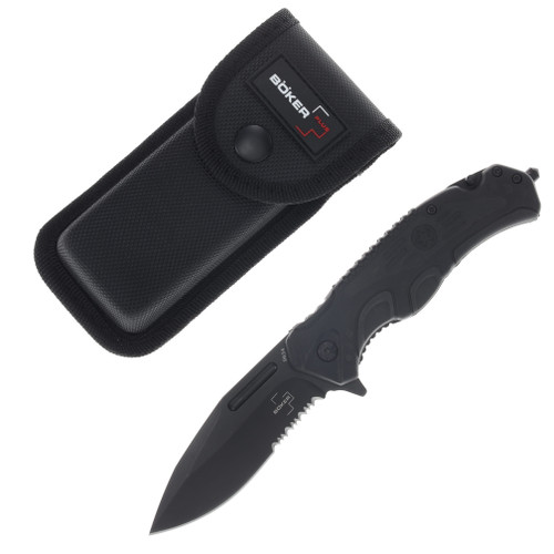 Boker Plus Savior 2 Folding Knife Black 3.35" PS Drop Point Blade BK01BO321
