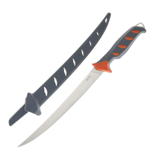 Buck 146 Hookset Fresh Water Fillet Knife Orange-Gray 9in Plain Satin Blade BU13274