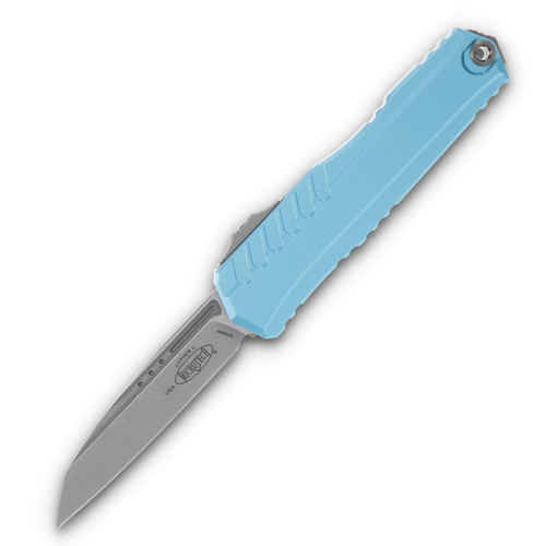 Microtech Knives Cypher II OTF Auto Turquoise 3.5in Stonewash Wharncliffe