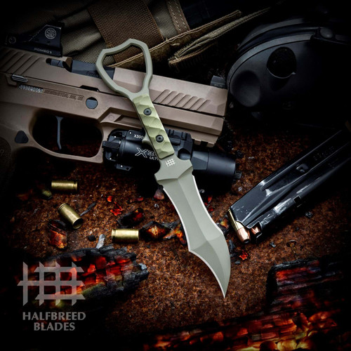 Halfbreed Compact Clearance Knife Gen 2- Tuhon Raptor - Ranger Green Sculpted Handles - K110 CCK03ODG2