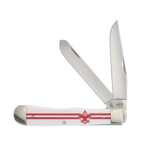 Case XX Scouting America Smooth White Synthetic Trapper Folding Knife CA18141