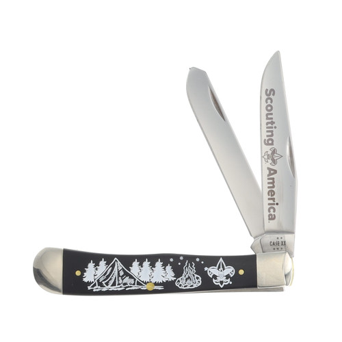 Case XX Scouting America Smooth Black Synthetic Trapper Folding Knife CA18145