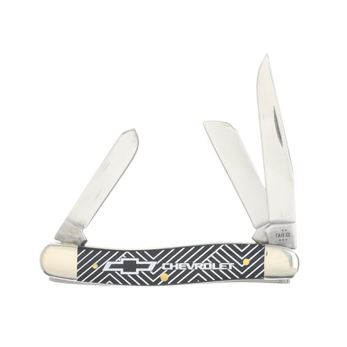 Case XX Chevrolet Smooth Black Synthetic Medium Stockman Folding Knife CA33720