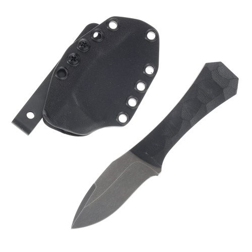Auxillary Mfg. Coffin Leaf Black Textured G-10 Handle AMCOFFINLEAF-G10-BLK