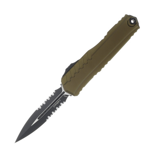 Microtech Cypher II OTF Automatic Knife Half Serrated Black Dagger/OD Green AUMT12422OD