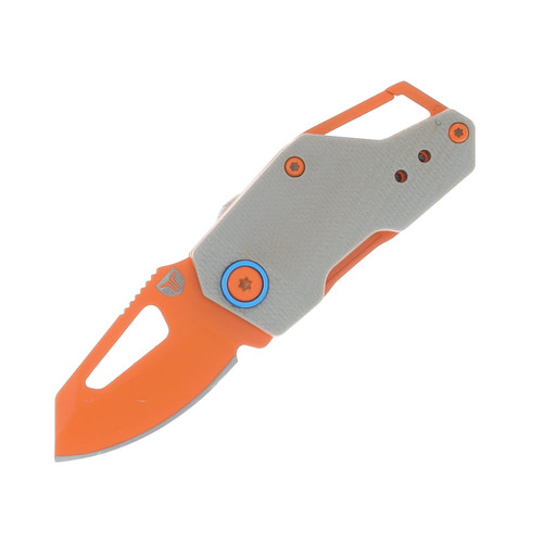 TRUE Berm Keychain Knife Grey G10 1.5in Orange Modified Clip Point Blade TRU-FMK-0017