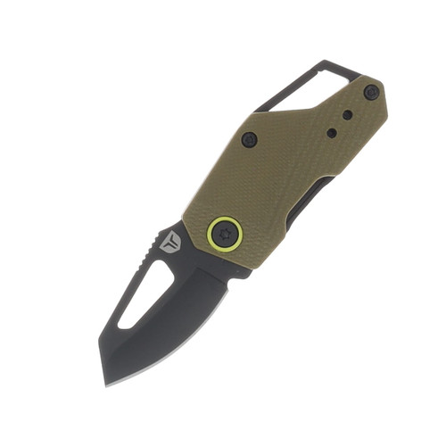 TRUE Berm Keychain Knife Coyote G10 1.5in Black Modified Clip Point Blade TRU-FMK-0019
