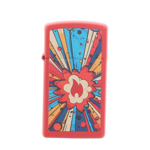 Zippo Lighter Cosmic Blast Design Red Matte Slim ZP46716