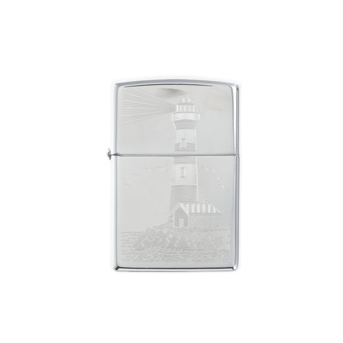 Zippo Lighter Lighthouse Design High Polish Chrome ZP46725