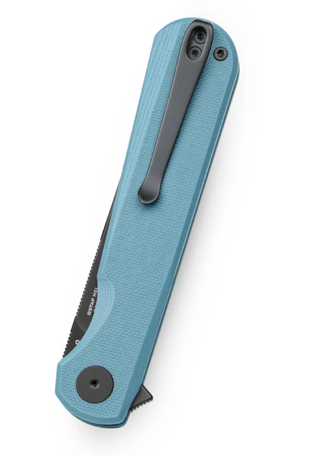 Bestech Knives Bestchman Flick Folding Knife Grey G-10 3.49 Inch Black PVD D2. Closed