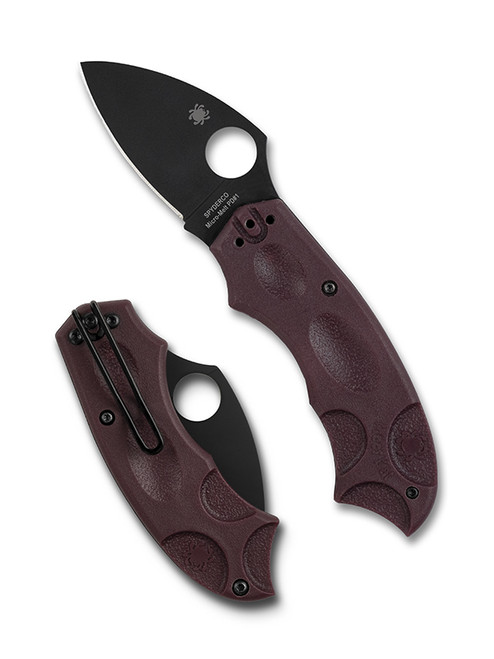 Spyderco Meerkat Lightweight Sprint Run Burgundy 2in Plain Black Leaf SPC64BGBKP