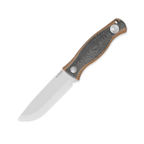 Kizer Polaris Fixed Knife Brown – Black 4.23in Plain Satin Drop Point