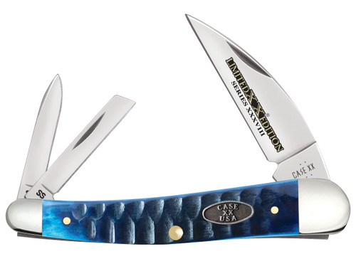 Case XX Gator Jig Ocean Blue Bone Seahorse Whittler Limited Edition Folding Knife Front Open