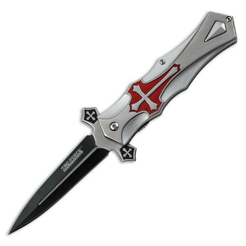 Tac-Force Red Cross Silver Aluminum Folding Knife