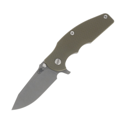 Hinderer Jurassic OD Green – Battle Bronze 3.37in Plain Working Drop Point Open