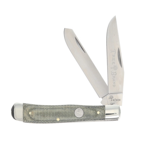 Boker Treebrand Trapper Canvas Micarta Green D2 Drop Point-Spear Point 3.31In BK110888