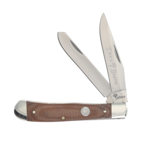 Boker TS 2.0 Trapper Brown Canvas Micarta D2 Drop Point-Spey 3.31In BK110889