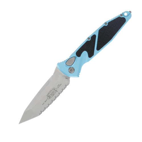 MICROTECH SOCOM ELITE AUTO T/E STONEWASH FULL SERRATE TURQUOISE