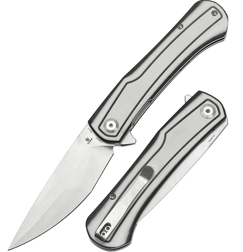 Tenable Kratos Linerlock Folding Knife Stonewash Nitro-V/White & Black G-10 T1024A5