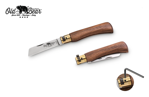 Antonini Knives Old Bear Folding Medium Biltong Utility Knife Walnut Handle 2.83In. Stainless Steel Blade 9367/19_LN