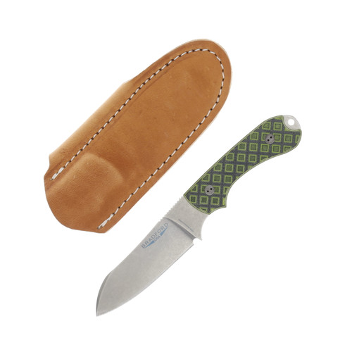 Bradford Guardian3 Fixed Blade Knife Stonewash Magnacut/Sheepsfoot Grind/Toxic Green G-10 BRAD3427