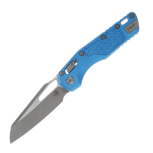Microtech Knives MSI Folding Knife Frag Blue Al 3.88in Apocalyptic Blade
