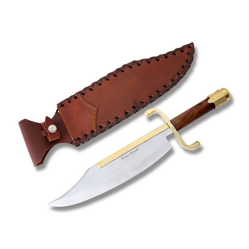 Szco Legendary Texas Bowie with Wood Handles and Stainless Steel 10.5" Clip Point Plain Edge Blades Model SO-MITB1