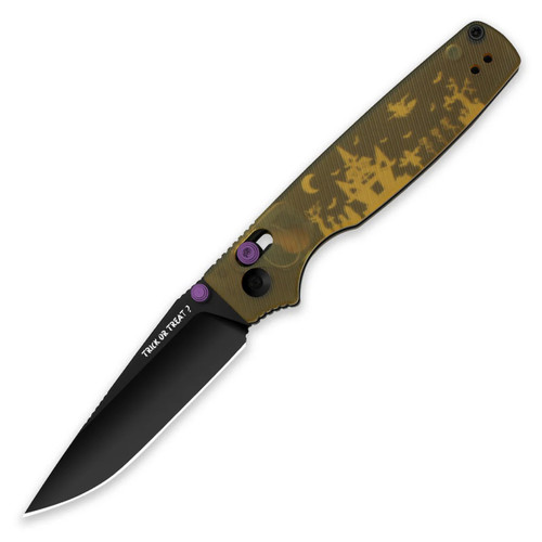 Kizer Original 2 Folding Knife Clutch Lock PEI Haunted House Pattern Handle Black PVD Coated 14C28N Blade V3605.2MHW2