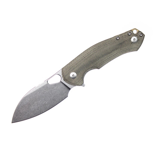 GiantMouse Knives G1 ACE Biblio XL Green 3.2in Plain Stonewash Drop Point