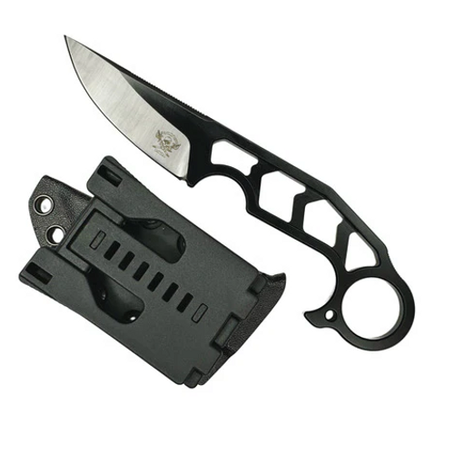 Skallywag Tactical Skeletor Fixed Knife 3.25in Plain Black Drop Point