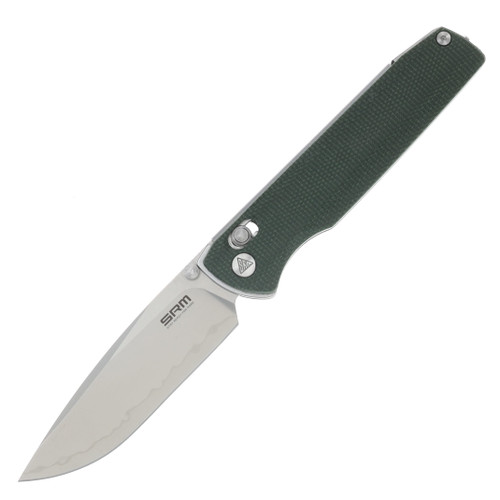 SRM Terrier Folding Knife Green 3.65in Plain Bead Blasted Drop Point SRM-258L-MG2
