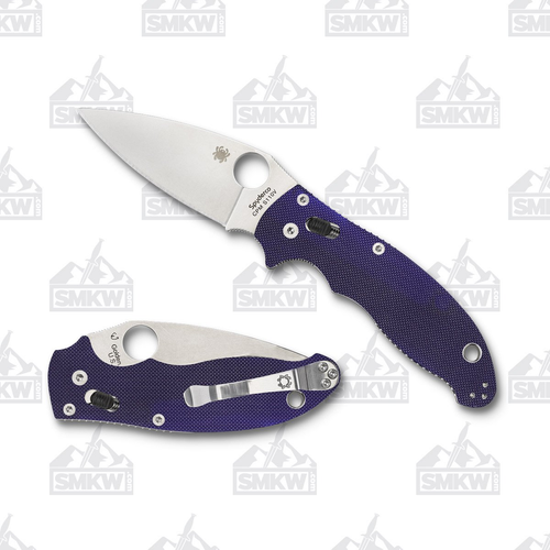 Spyderco Manix 2 Folding Knife Dark Blue 3.37 Inch Plain Satin Leaf Front Open and Back Closed