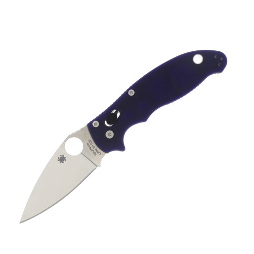 Spyderco Manix 2 Folding Knife Dark Blue 3.37 Inch Plain Satin Leaf SPC101GPDBL2
