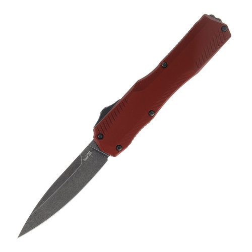 Kershaw Livewire OTF Auto Red Aluminum Handle 3.3in Blackwashed Spear Point Blade AUKS9000MERL