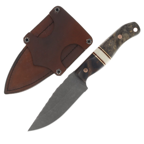 Half Face Blades Crow Jr Fixed Blade Knife Desert Ironwood with Cherry G-10 HFCJRDIBKCC