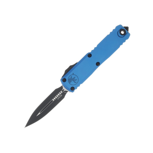 MICROTECH UTX-85 GEN III OTF AUTO BLUE ALUMINUM HANDLE D-E 3.1IN BLACK STANDARD BOHLER M390MK DAGGER BLADE AUMT12321BL