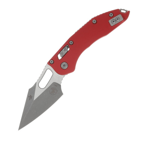 MICROTECH STITCH RAM-LOK FOLDING KNIFE FLUTED RED ALUMINUM HANDLE S-E 3.75IN STONEWASH APOCALYPTIC BOHLER M390MK WHARNCLIFFE BLADE MT169RL10APFLRD
