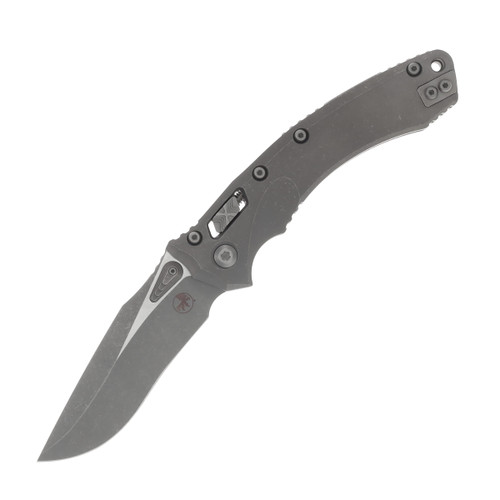 MICROTECH AMPHIBIAN RAM-LOK MARFIONE SELECT FOLDING KNIFE APOCALYPTIC SLAB TITANIUM HANDLE 3.875IN APOCALYPTIC BOHLER M390MK CLIP POINT BLADE MT137RL10APMS1