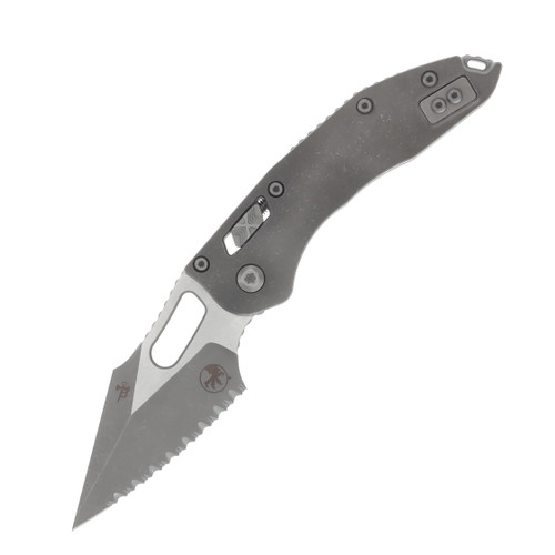 MICROTECH STITCH – RAM LOCK FULL SERRATE MARFIONE SELECT FOLDING KNIFE APOCALYPTIC SLAB TITANIUM HANDLE 3.75IN APOCALYPTIC BOHLER M390MK WHARNCLIFFE BLADE MT169RL12APMS1