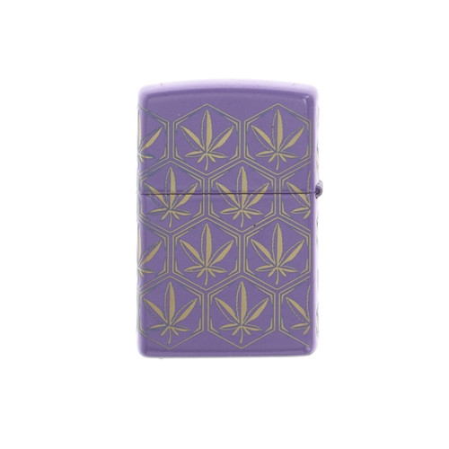 Zippo Lighter Laser 360 Gold Cannabis Design Smoky Lavender ZP46855