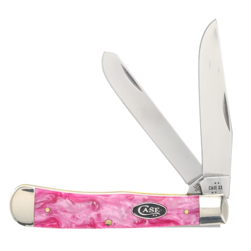 Case XX Pink Crackle Kirinite Trapper Folding Knife CA16160