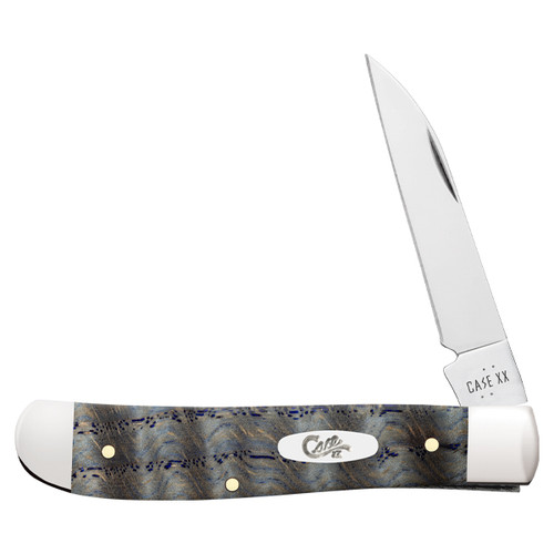 Case XX Blue Smooth Curly Oak Mini Trapper Folding Knife CA47491