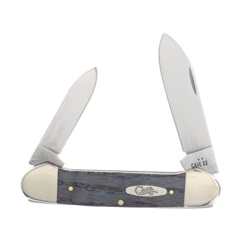 Case XX Blue Smooth Curly Oak Canoe Folding Knife CA47496