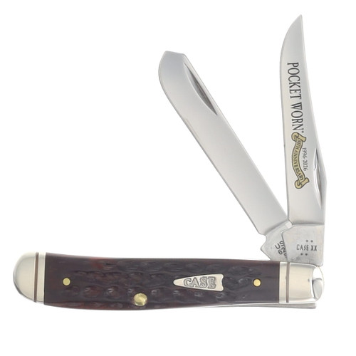 Case XX Pocket Worn 30th Anniversary Corn Cob Jigged Mahogany Bone Mini Trapper CA55231