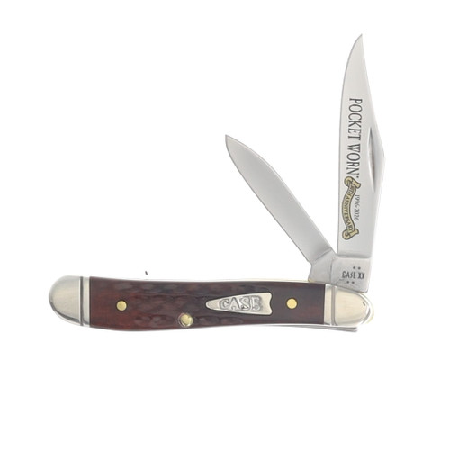 Case XX Pocket Worn Corn Cob Jigged Mahogany Bone Peanut with Fluted Bolsters CA55234