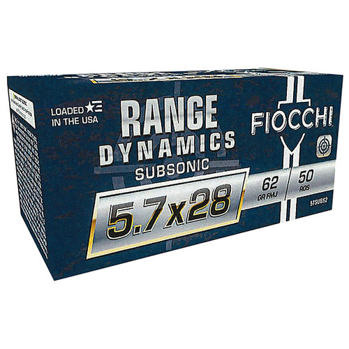 Fiocchi Range Dynamics Subsonic 5.7X28mm Rifle Ammo 50 Rounds Brass 62 Grain FMJ