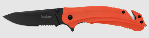 Kershaw Barricade Orange 3.5 Inch Partially Serrated Black Clip Point