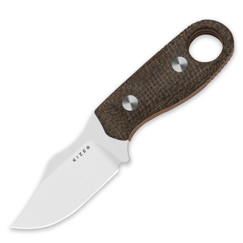Kizer Cutlery Beaver 2 Brown - Orange 2.75in Plain Satin Clip Point 1078A4