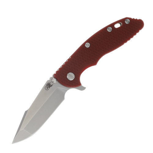 Hinderer XM-18 Red – Bronze 3.5 Inch Plain Stonewash Harpoon Spanto Front Open 1